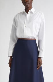 ST. JOHN Cotton Poplin Button-Up Shirt