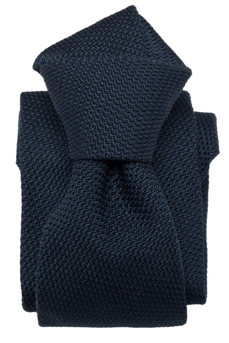Cavour - Silk Grenadine Tie for Men, Alternate, color, Dak Navy