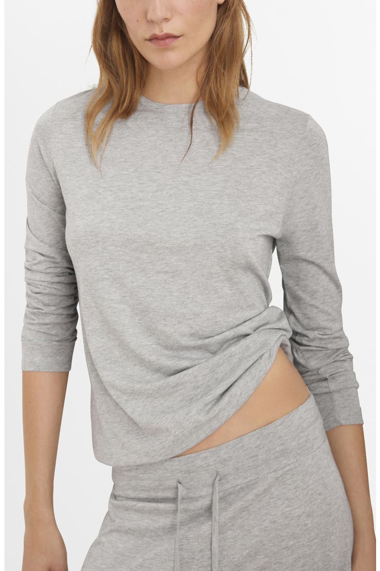 Long Sleeve Lyocell & Cotton Pajama T-Shirt, Main, color, LIGHT/ PASTEL GREY