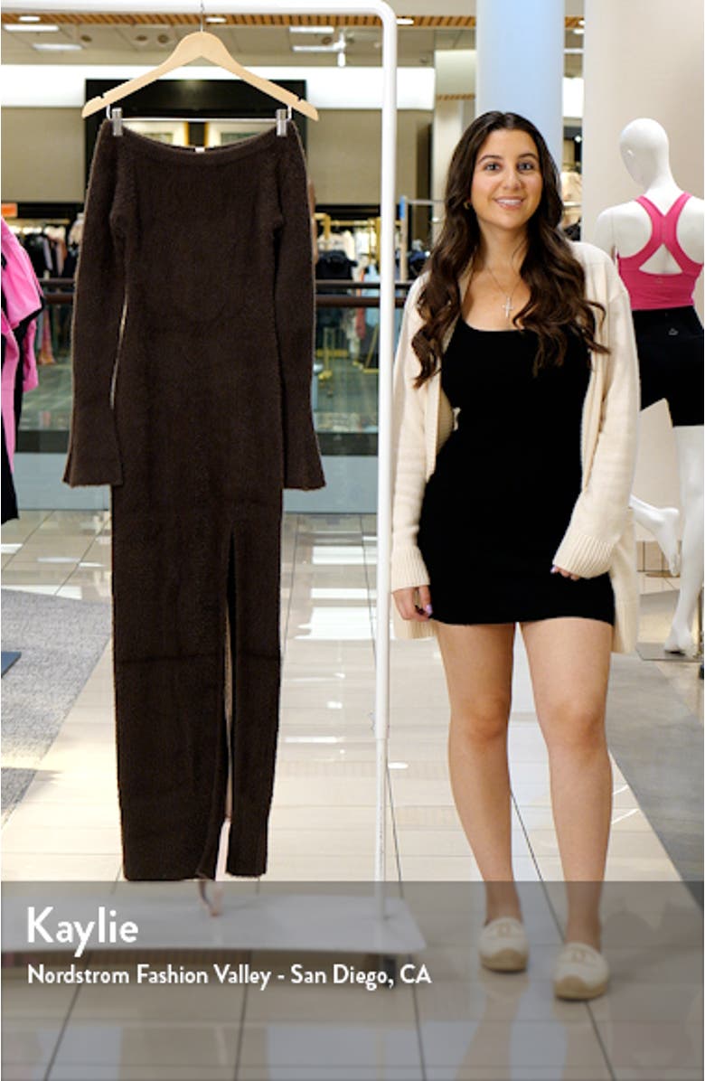 Lucena Metallic Long Sleeve Off the Shoulder Maxi Sweater Dress, sales video thumbnail