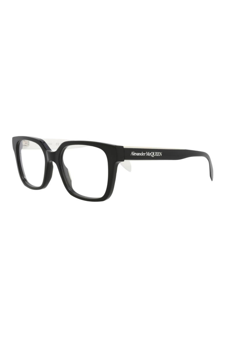 52mm Square Optical Glasses, Alternate, color, BLACK BLACK TRANSPARENT