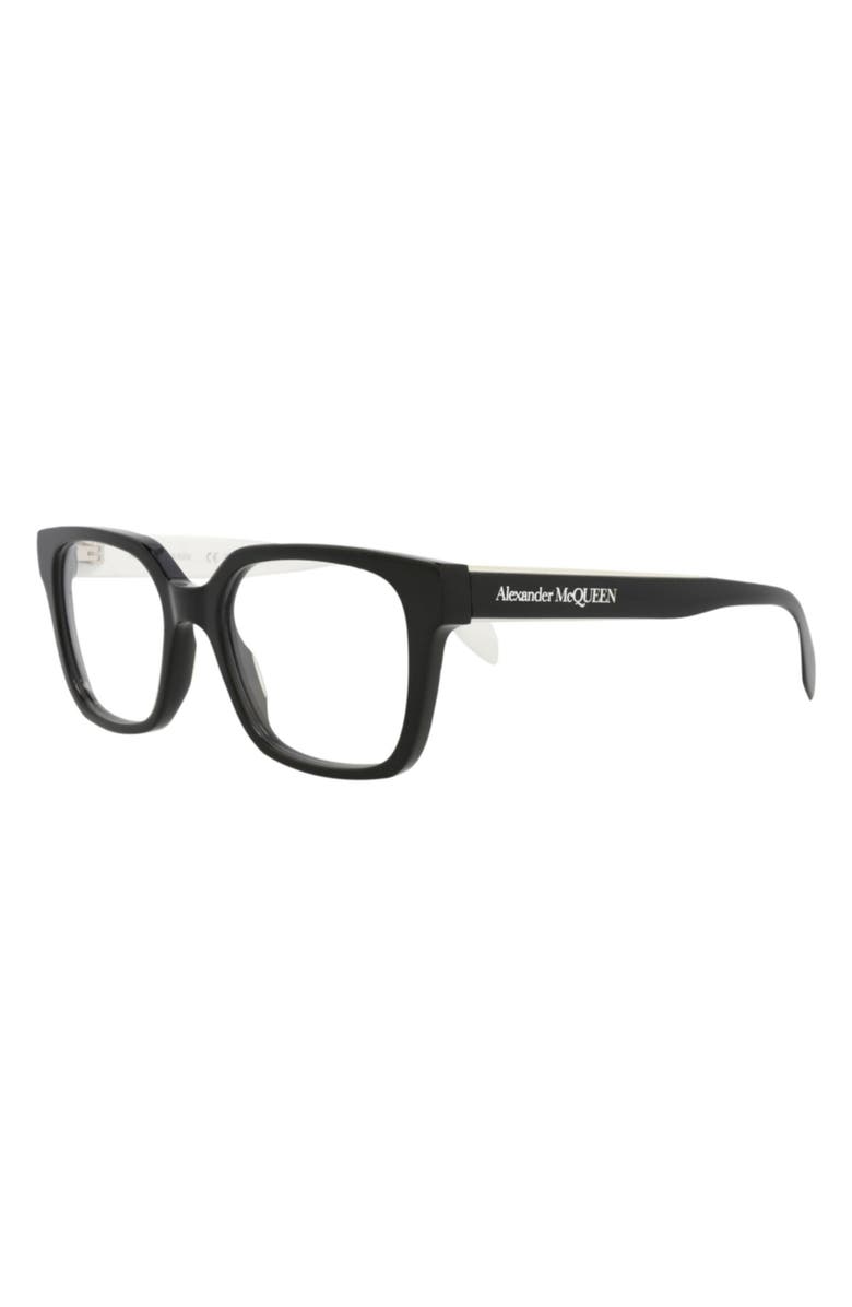 McQueen 52mm Square Optical Glasses, Alternate, color, Black Black Transparent