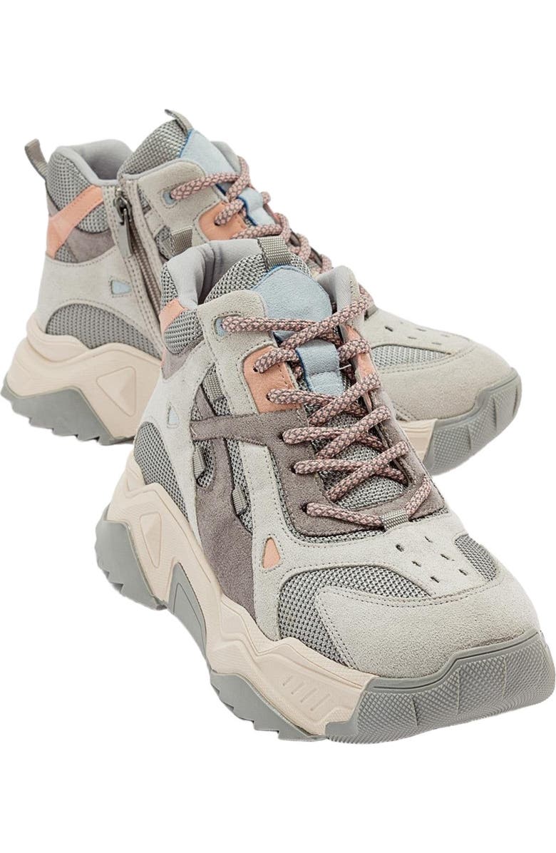 Prologue Shoes Lowel Sneaker Boot, Main, color, Light Grey Faux Leather