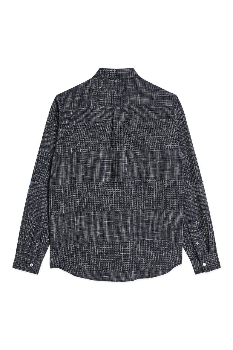 Woven Waffle Button-Up Shirt, Alternate, color, SKY CAPTAIN