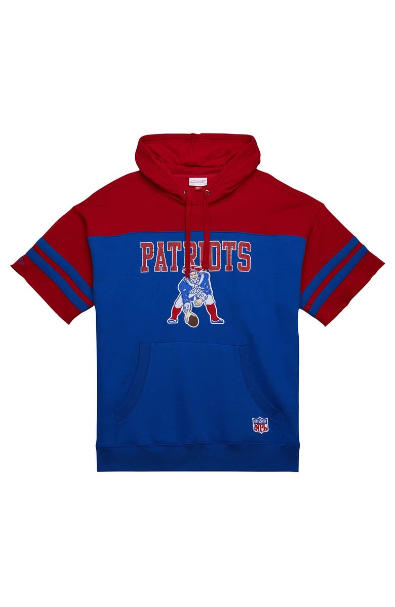 Mitchell & Ness Men's Mitchell & Ness Royal New England Patriots  Off Field Vintage Logo Short Sleeve Pullover Hoodie, Alternate, color, Royal