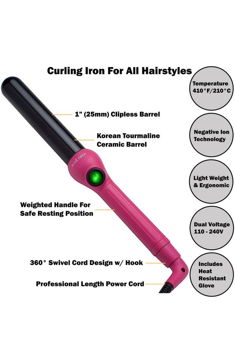 Jose Eber Clipless Curling Iron 1", Alternate, color, Pink
