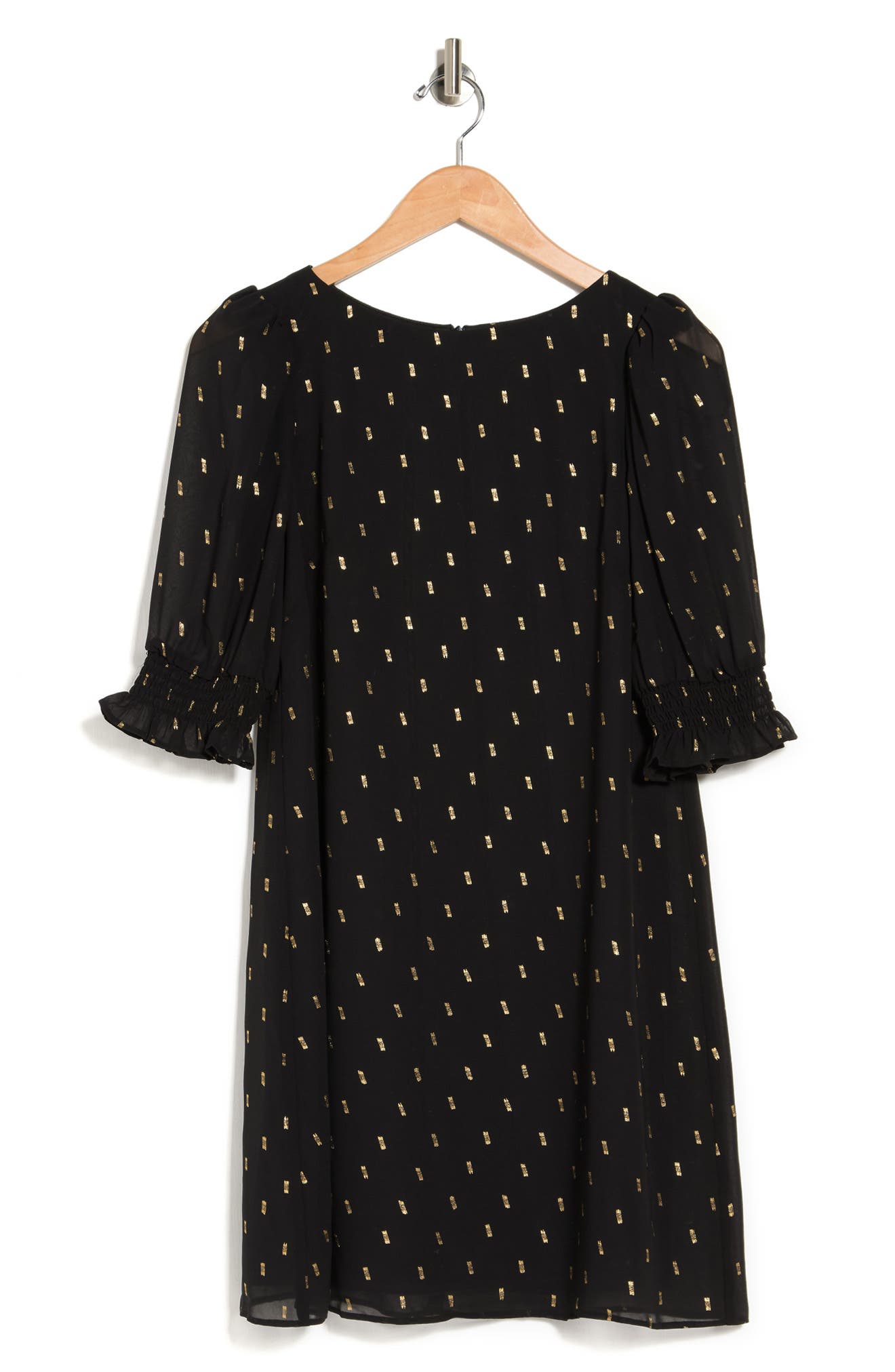 Eliza J Metallic Print Ruffle Cuff Shift Dress (Women) | Nordstromrack
