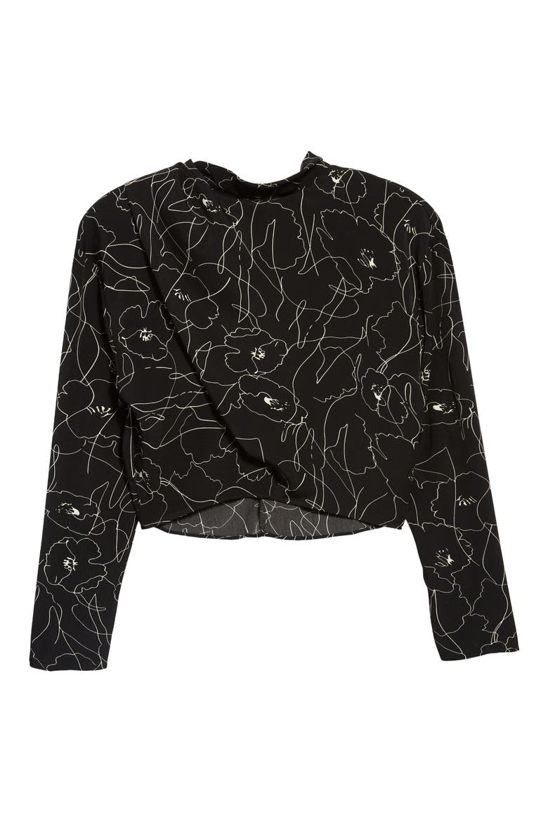 Floral Long Sleeve Top, Alternate, color, BLACK SKETCH