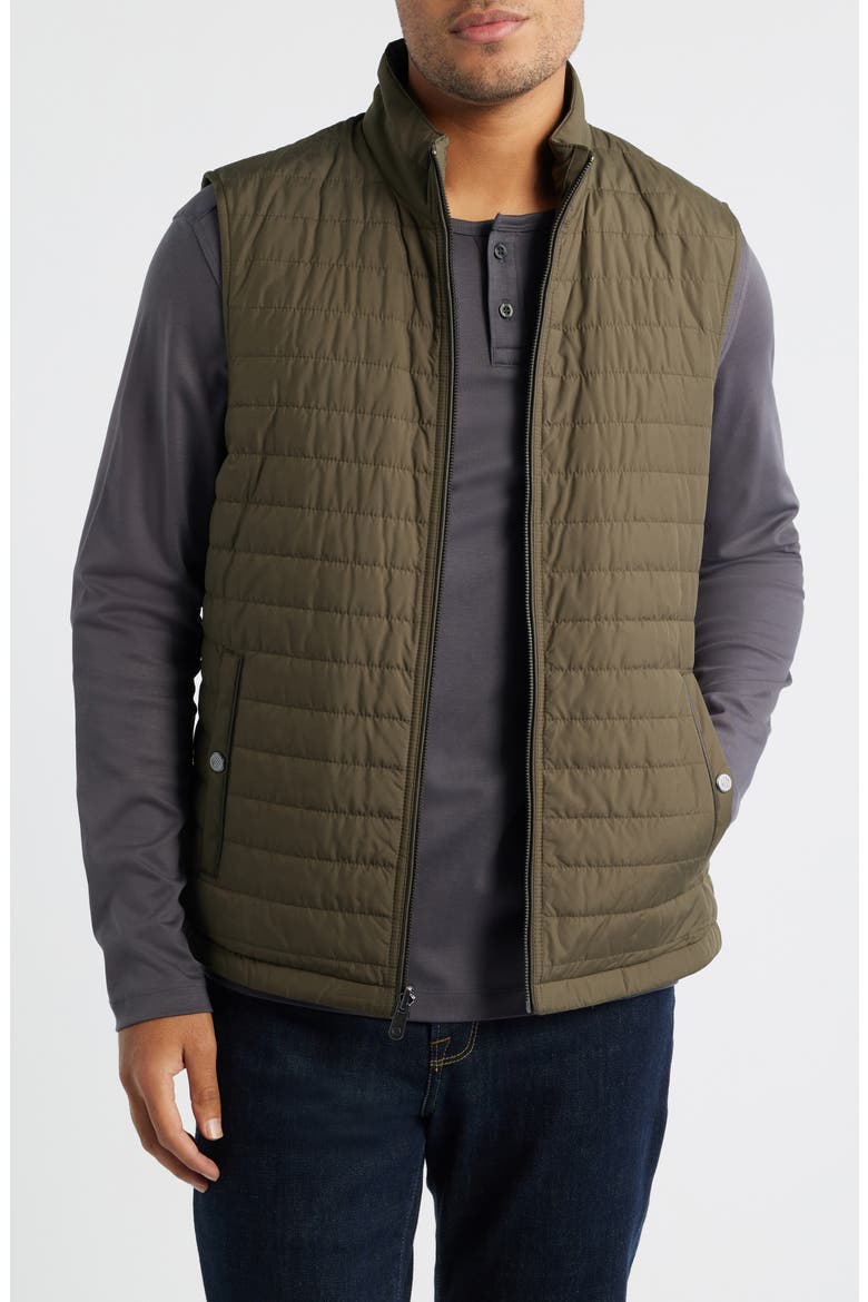 Reversible Quilted & Knit Vest, Main, color, OLIVE/ MARLED OLIVE