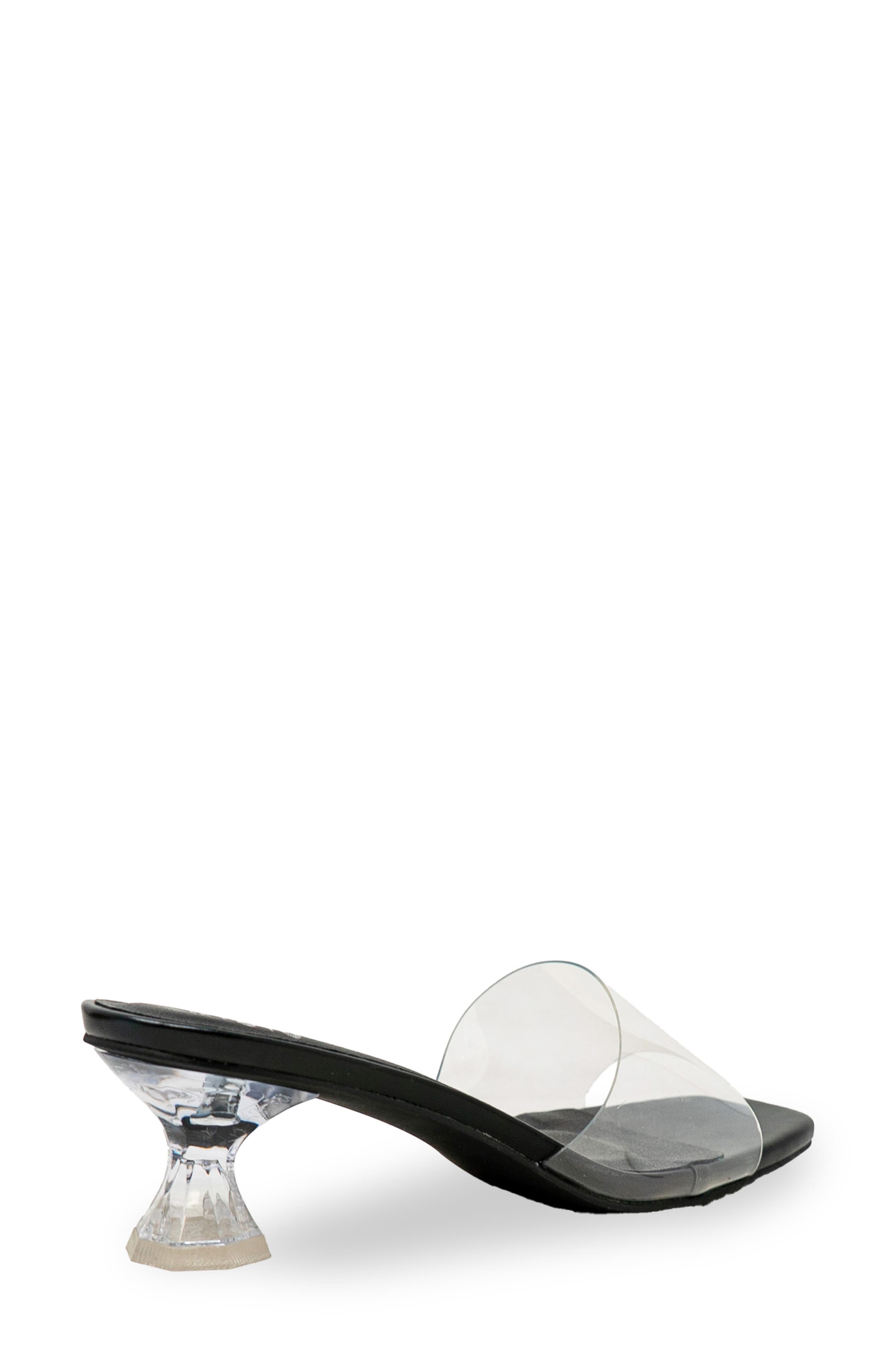 CHASE AND CHLOE Oriana Clear Sandal, Alternate, color, Black Pu