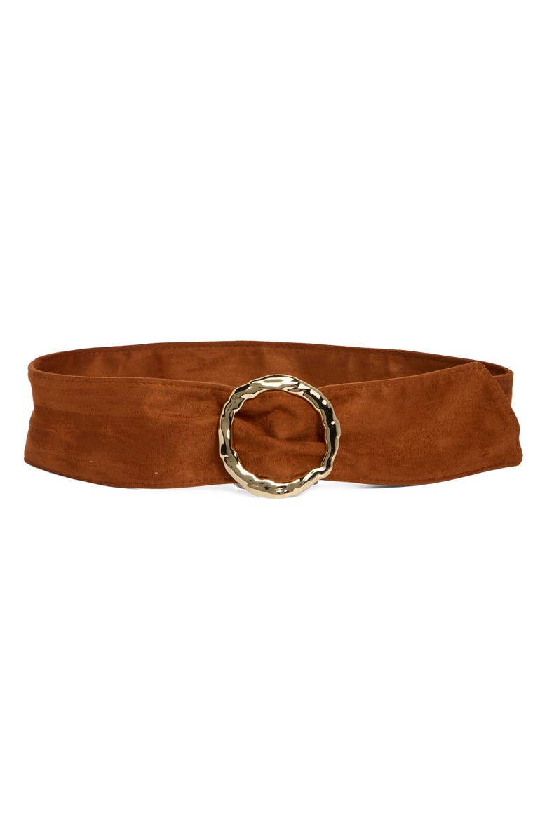 Steve Madden Faux Suede Sash Belt, Main, color, Tobacco Brown