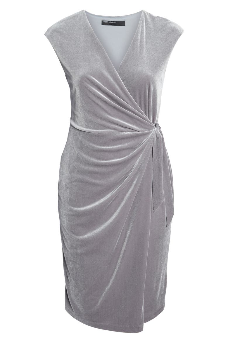 Velvet Wrap Dress, Alternate, color, SILVER
