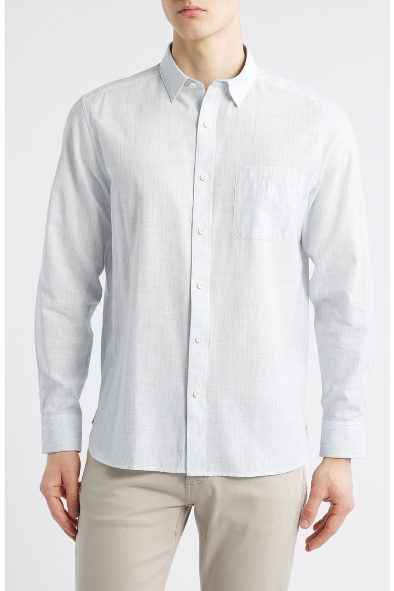 Slub Button-Up Shirt, Main, color, BLUE