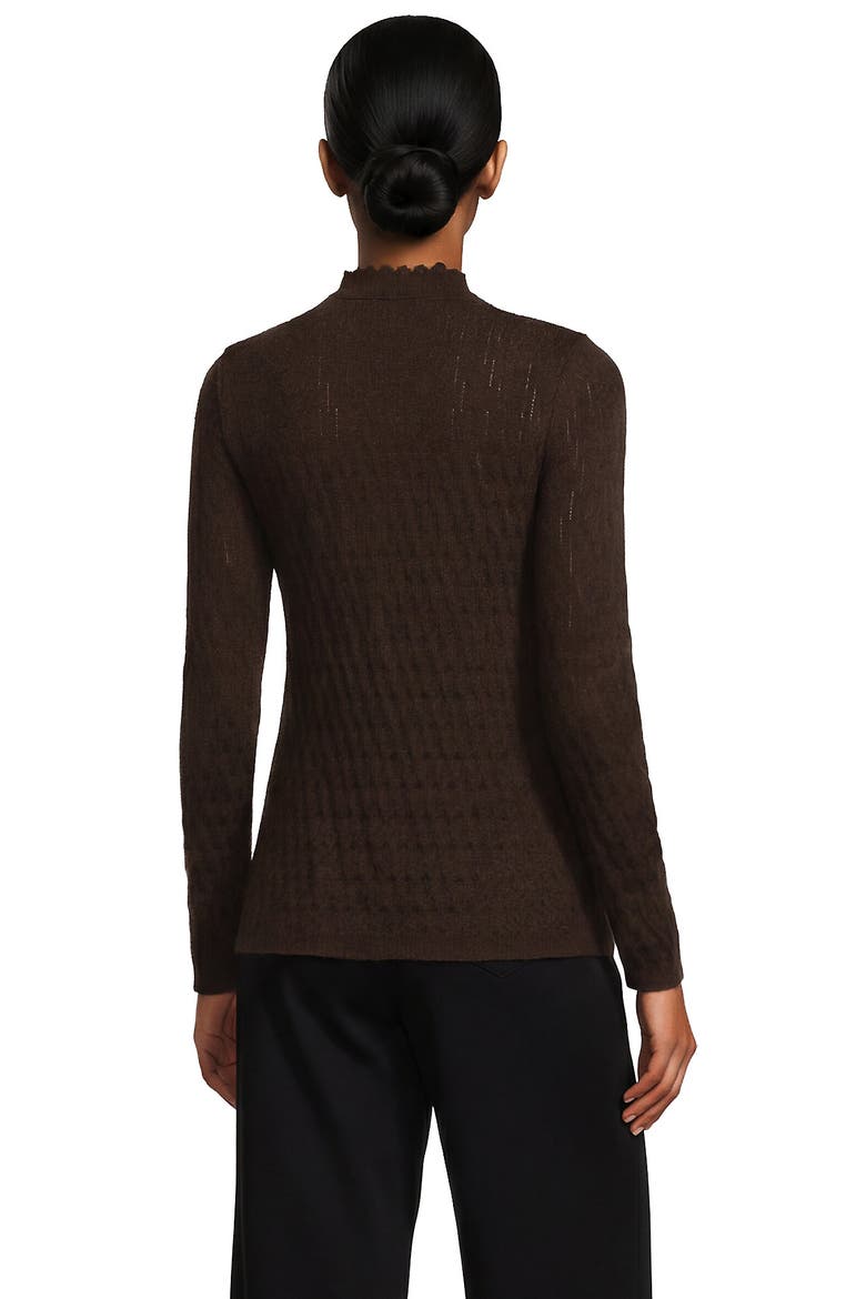 Long Sleeve Brushed Lace Mock Neck Top, Alternate, color, Rich Coffee