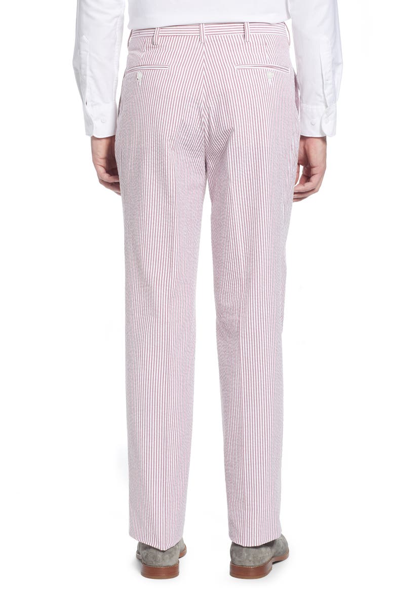 Pleated Seersucker Cotton Dress Pants, Alternate, color, GARNET