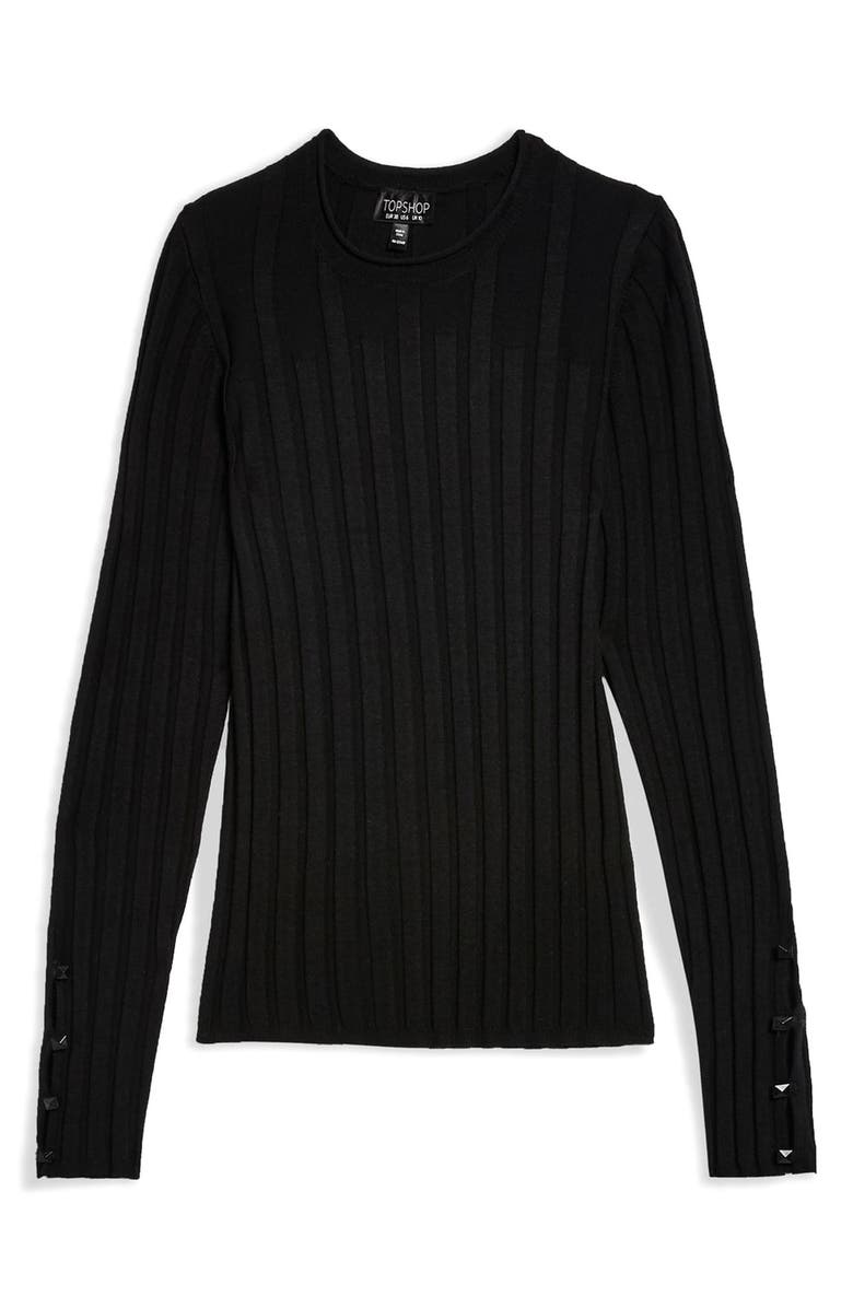 Topshop Popper Crew Sweater, Alternate, color, 