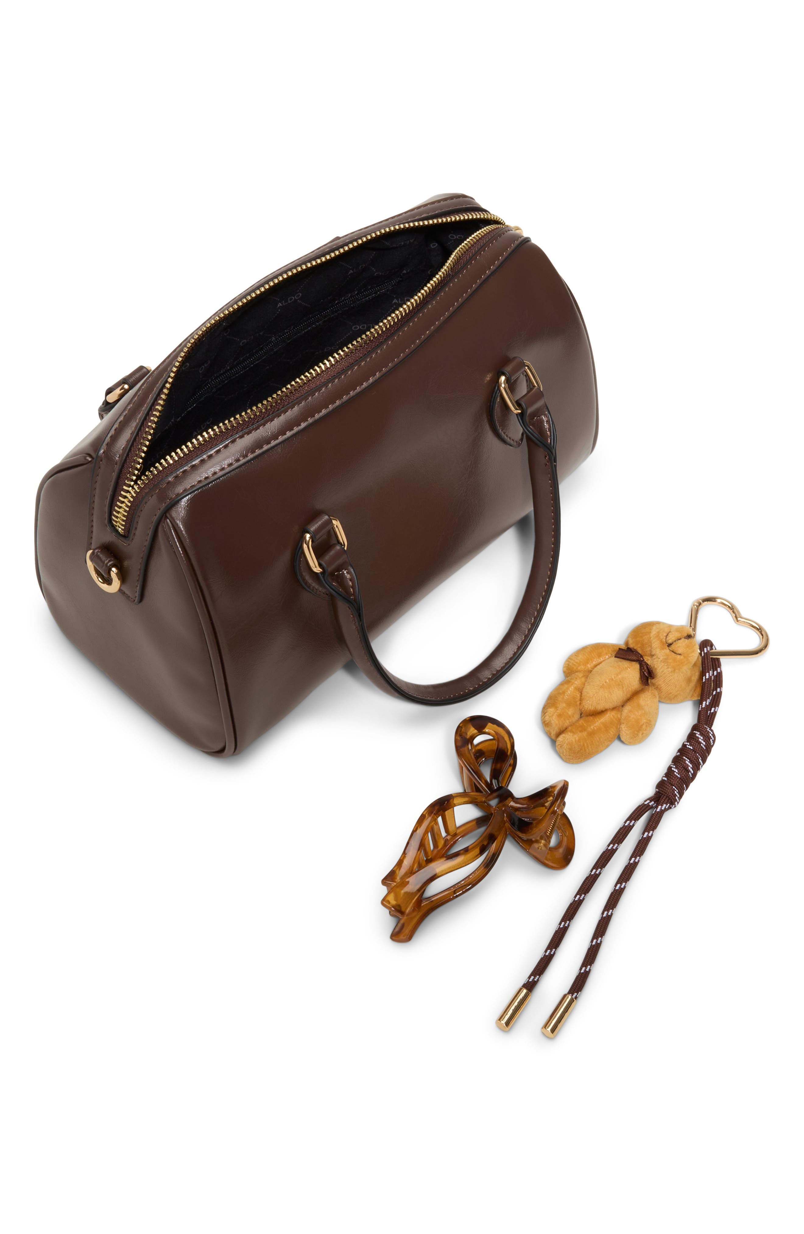 ALDO Knowsley Faux Leather Top Handle Bag, Alternate, color, Brown Primary - Multi