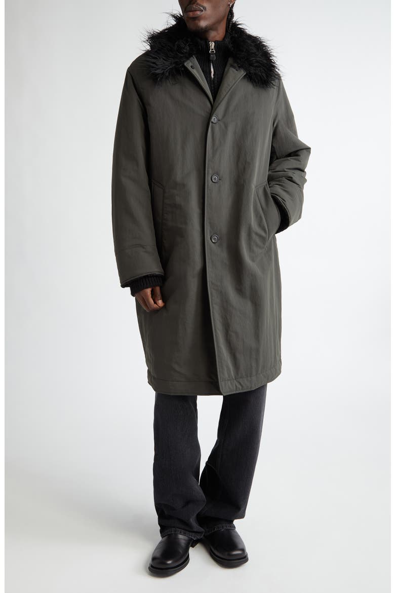 Polar Water Repellent Coat with Faux Fur Collar, Main, color, VAPOR CHARCOAL PEACHED NYLON