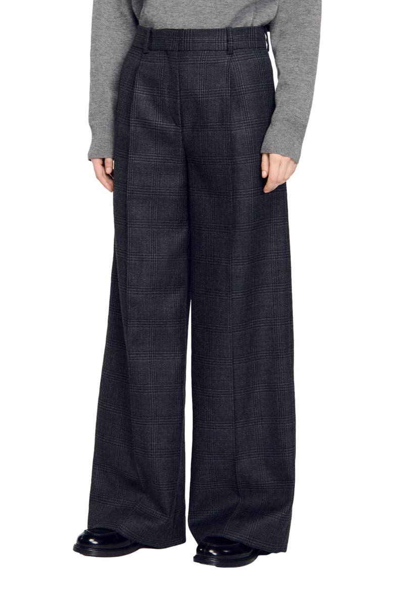 SANDRO Checked suit trousers, Main, color, 