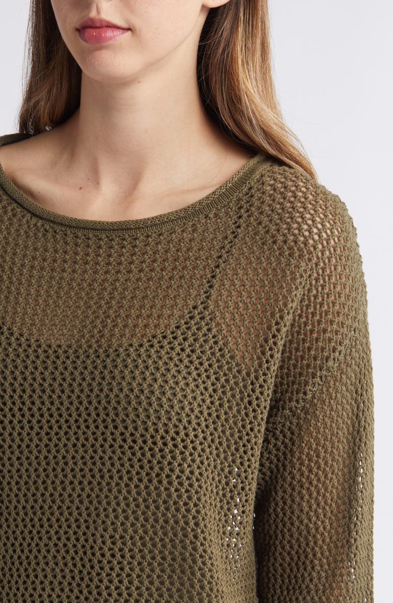 Sanctuary Cotton Open Knit Sweater, Alternate, color, Burnt Olive