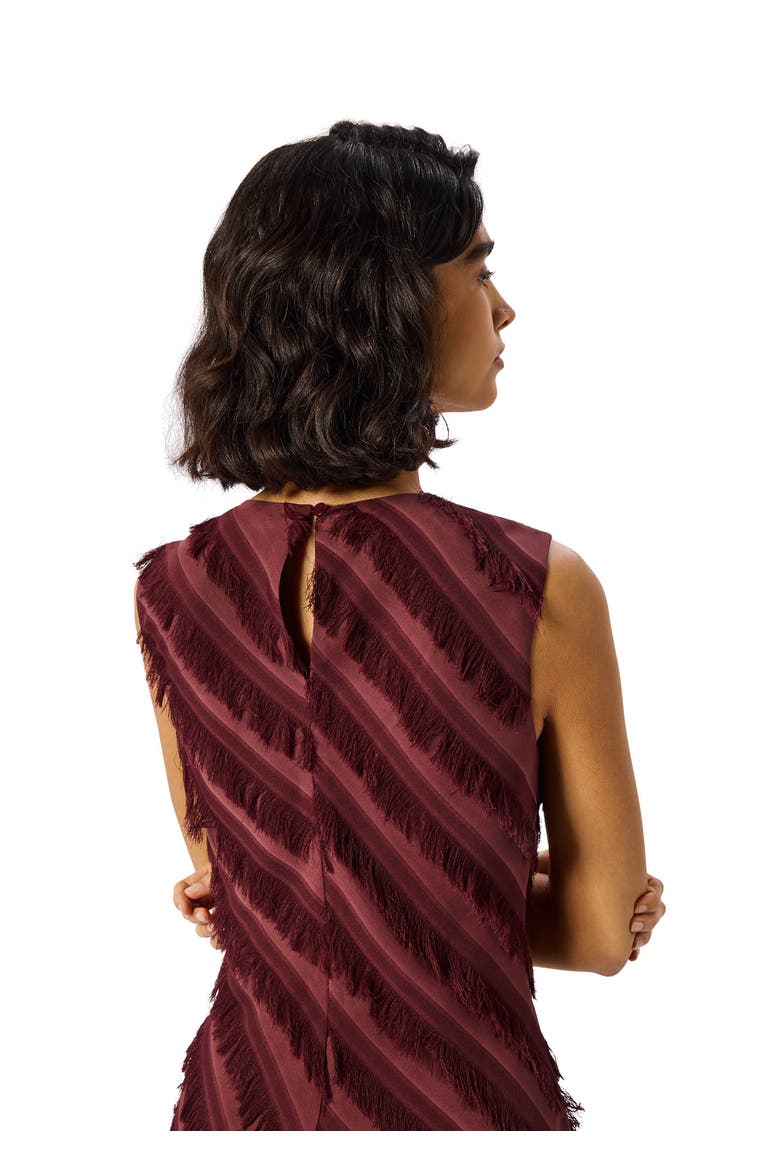 Fringe Textured Sleeveless Midi Dress, Alternate, color, Brown