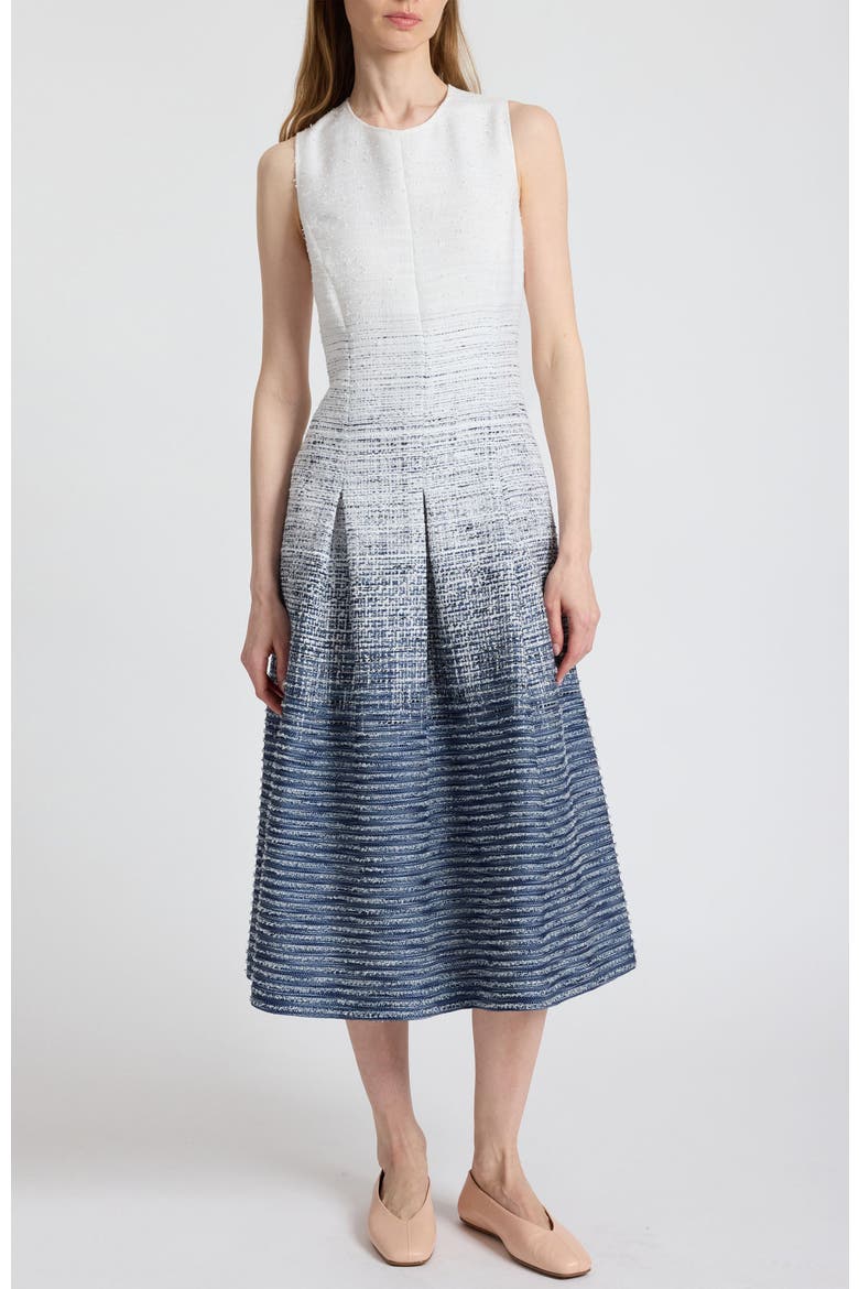 Keely Sleeveless Midi Dress in Modern Ombre Tweed, Alternate, color, BLUE AURA