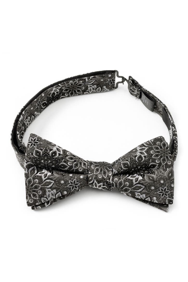 Kaleido Floral Charcoal Silk Bow Tie, Alternate, color, BLACK