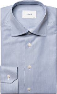 Eton Contemporary Fit Pinstripe Cotton Twill Dress Shirt
