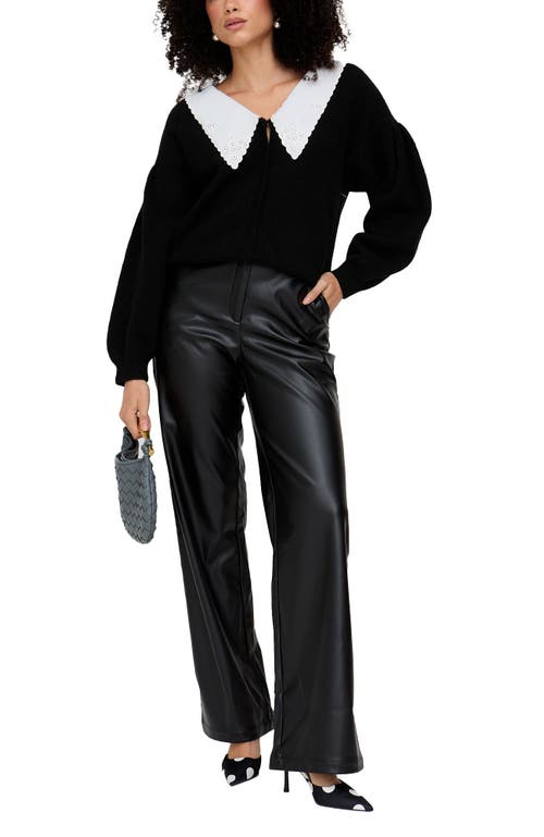 Lily And Lionel London Suzzanna Embroidered Collar Cardigan In Black