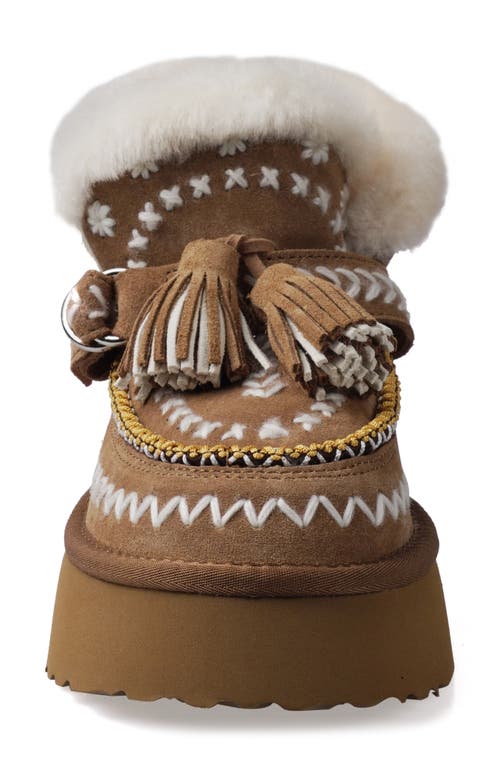 Zigi Faux Fur Tassel Bootie In Tan Suede