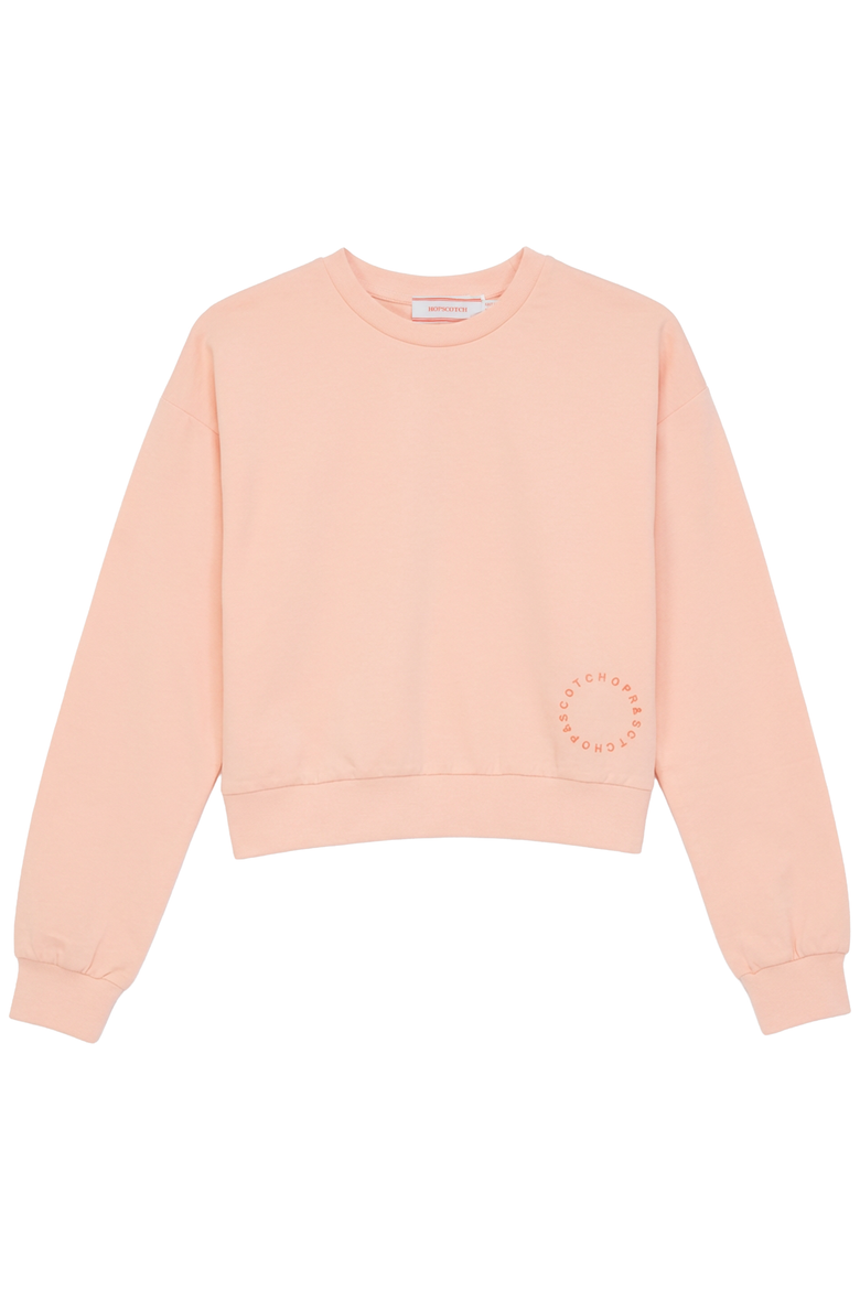 Girls Cotton-Spandex Long Sleeve Crop Top, Main, color, Apricot