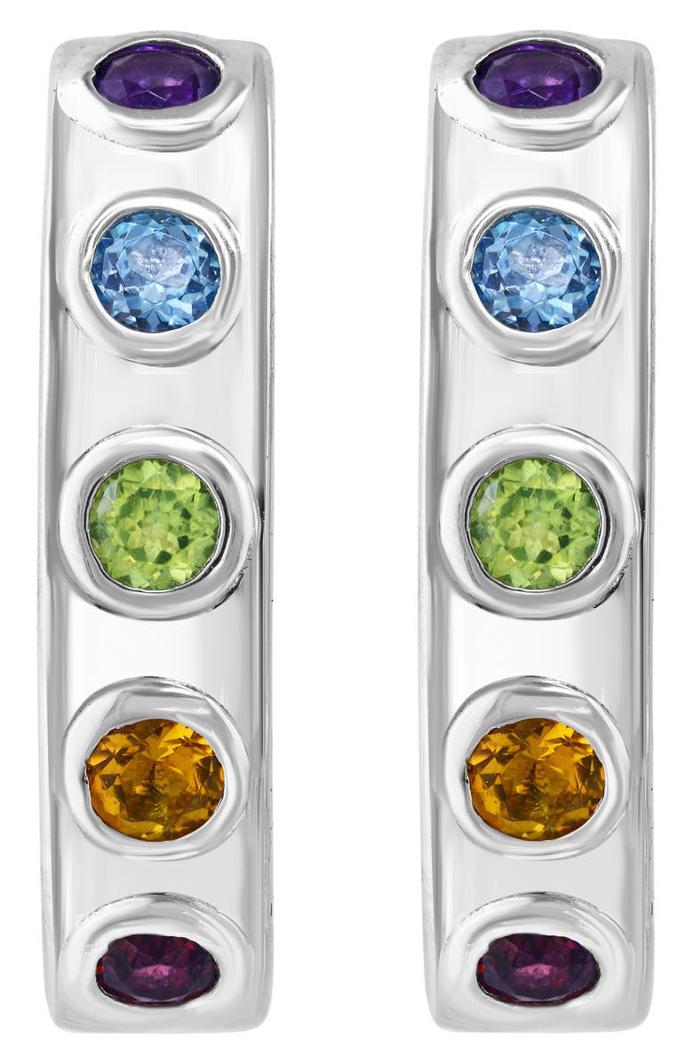 EFFY Sterling Silver Multistone Hoop Earrings, Alternate, color, Silver