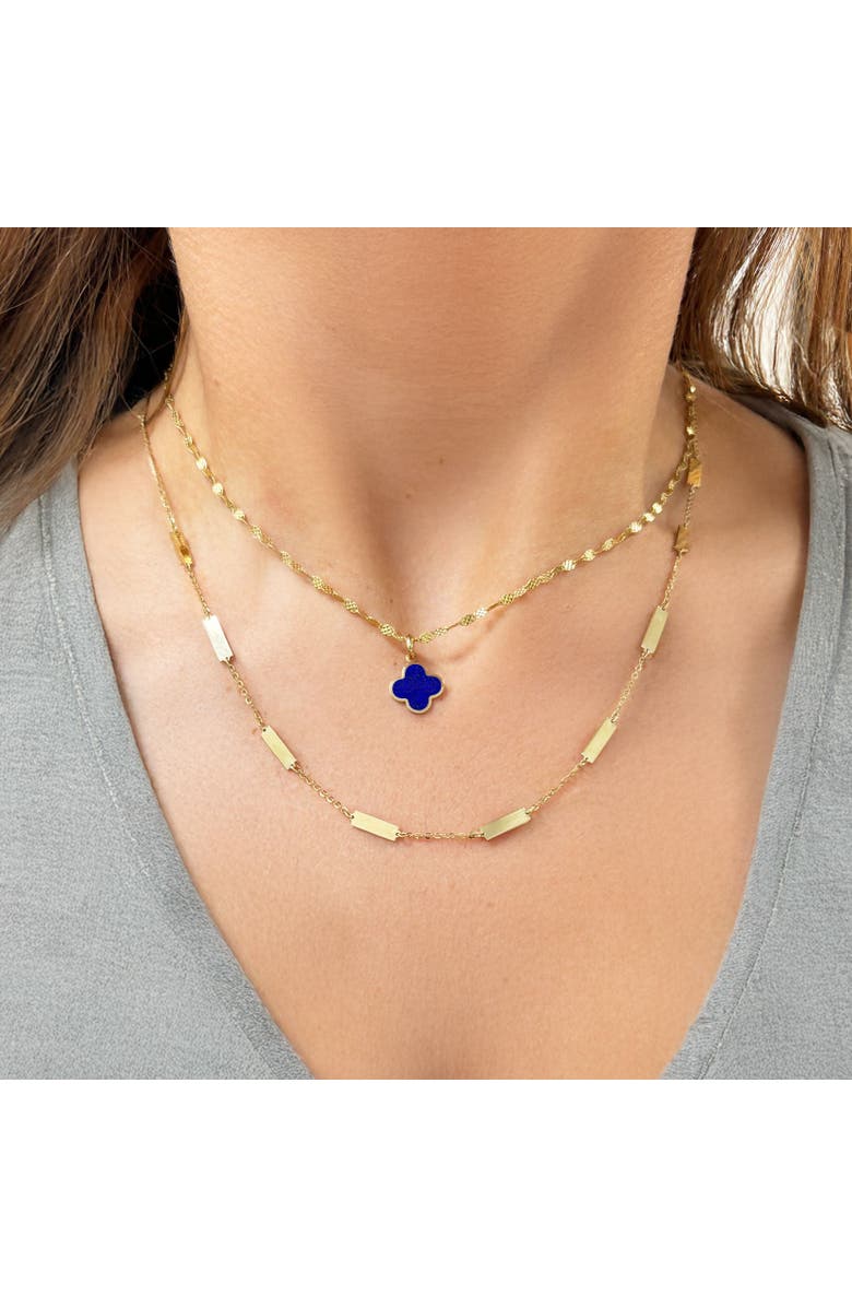 The Lovery Fine Jewelry Lapis Clover Charm, Alternate, color, Lapis