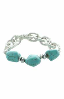 OLIVIA WELLES Stretch Link Bracelet with Resin Beads