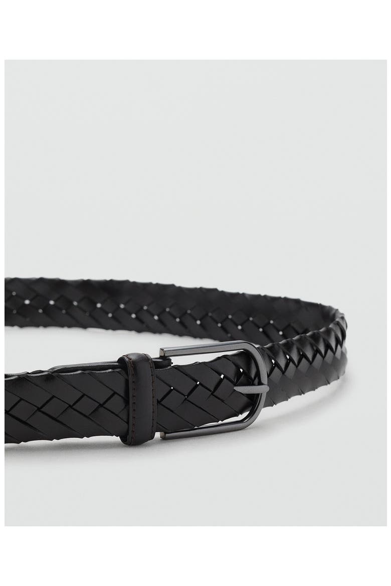 Braided Leather Belt, Alternate, color, DARK BROWN