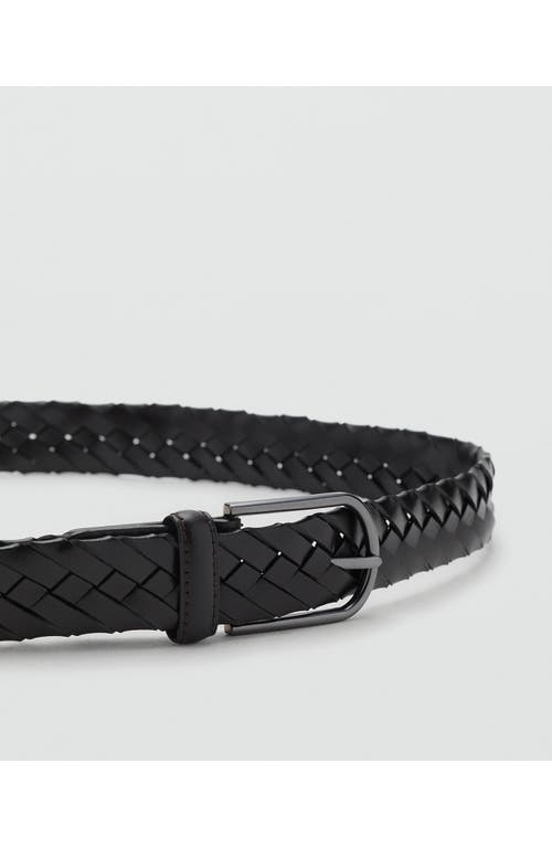Mango Leather Braided Belt In Black