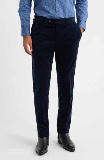 Jack Victor Palmer Navy Flat Front Cotton Stretch Corduroy Pants