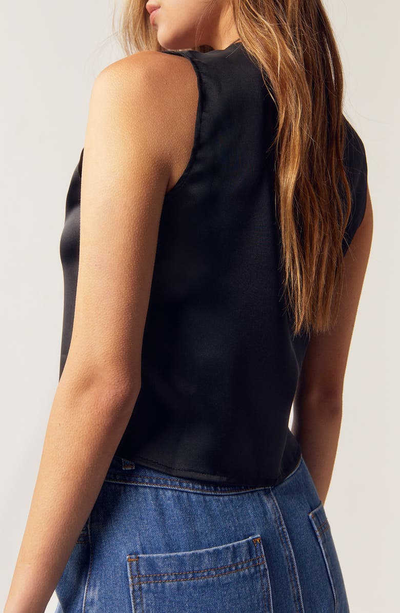 NASTY GAL Tie Front Satin Vest, Alternate, color, 