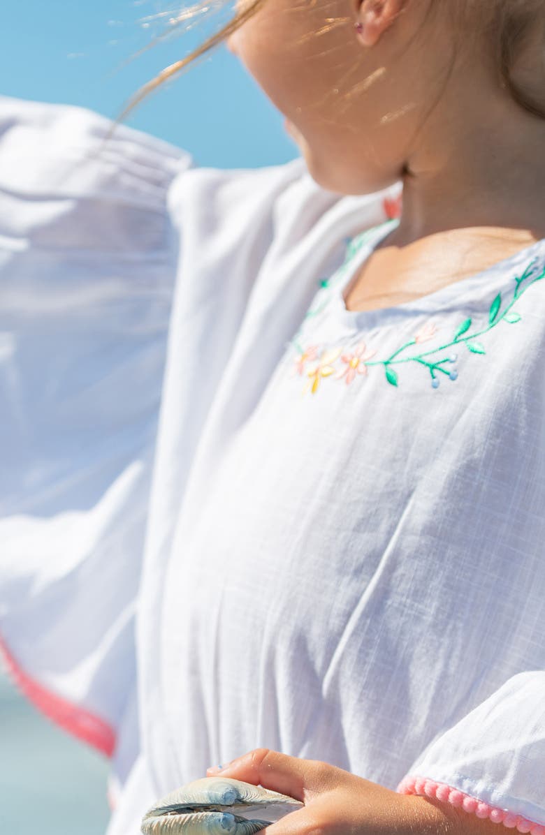 Snapper Rock Kids' Spring Fling Embroidered Cotton Cover-Up Dress, Alternate, color, 