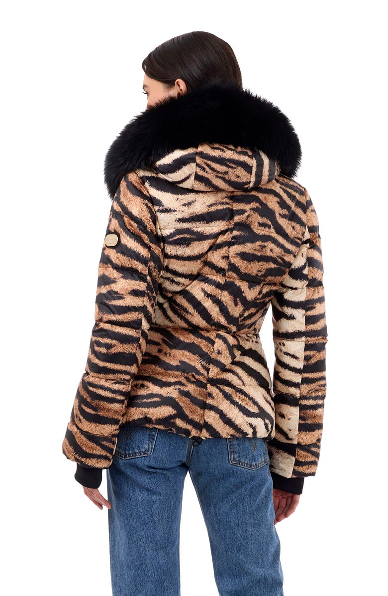 GORSKI Apres-Ski Jacket With Detachable Toscana Hood Trim, Alternate, color, Brown Zbra/Black