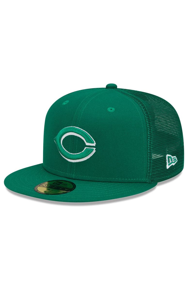 New Era Men's New Era Green Cincinnati Reds 2022 St. Patrick's Day 59FIFTY Fitted Hat, Main, color, 