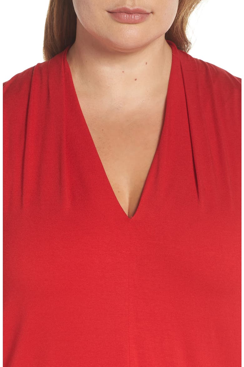 Sleeveless V-Neck Knit Blouse, Alternate, color, RADIANT RE