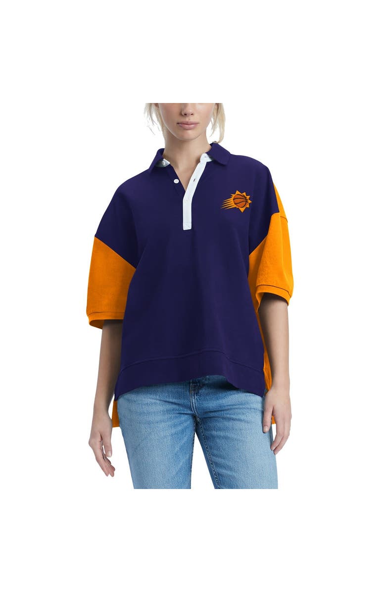 TOMMY JEANS Women's Tommy Jeans Purple Phoenix Suns Taya Puff Sleeve Pique Polo Shirt, Alternate, color, Purple