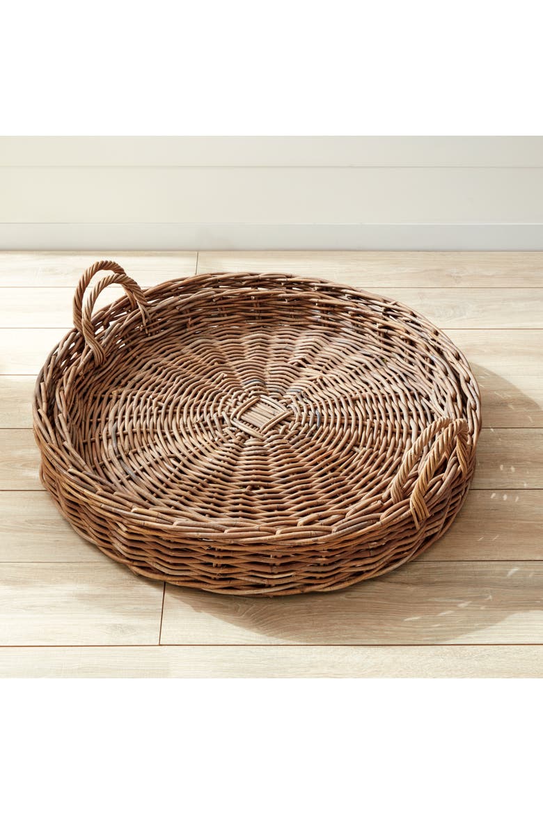 Normandy Extra Large Low Round Baskets Set of 2, Alternate, color, Gray