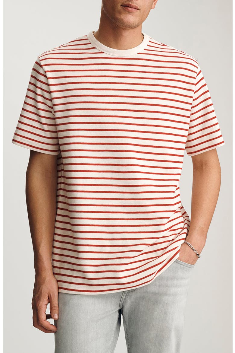 Regular Fit Stripe Cotton T-Shirt, Main, color, FIRE WHIRL