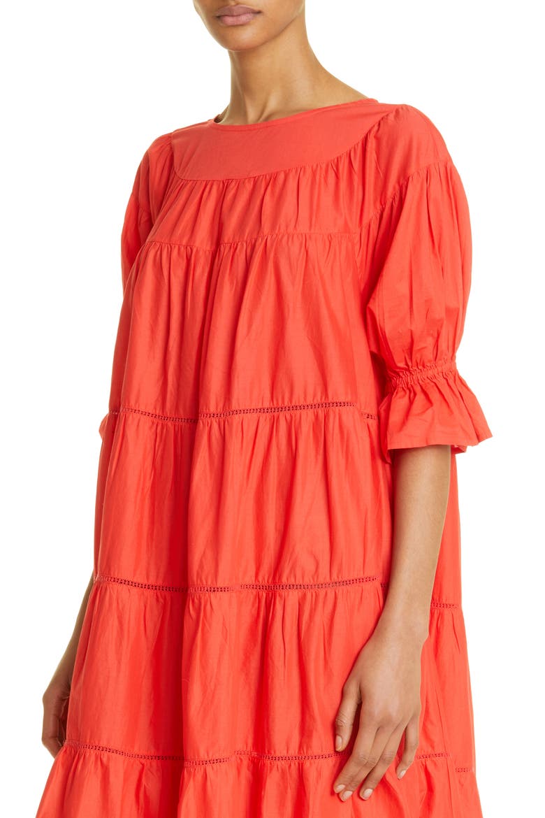 Paradis Open Tier Cotton Dress (Nordstrom Exclusive), Alternate, color, POPPY