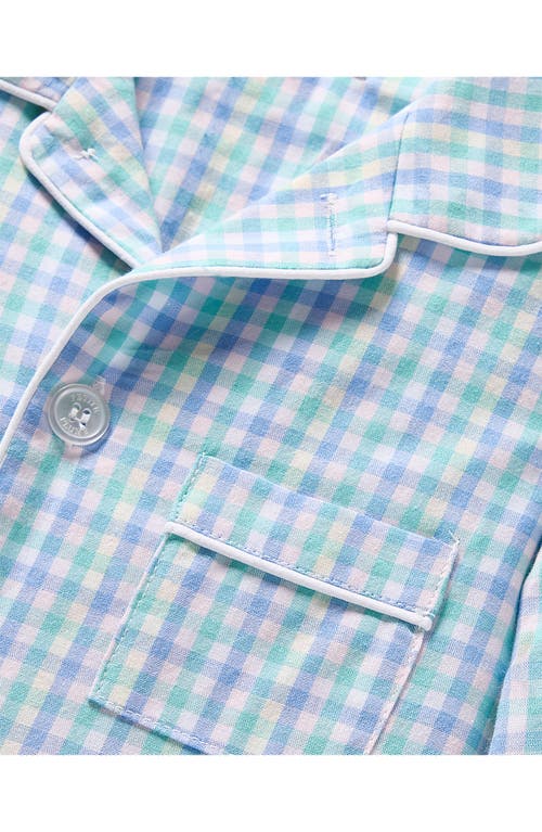 Petite Plume Kids' Gingham Cotton Blend Twill Two-piece Pajamas In Blue/white Plaid