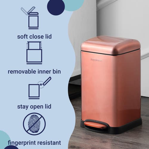Happimess Betty Retro Mini 3.2-gallon Step-open Trash Can In Rose Gold