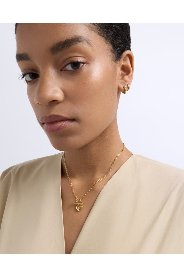 Gold Biography Heart T-Bar Necklace, Alternate, color, Gold