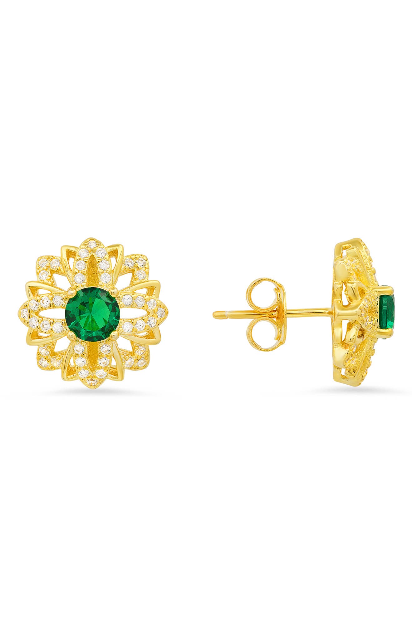 Sterling Silver Sapphire CZ Stud Earrings
